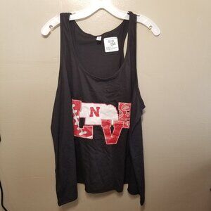 NEW Nebraska Cornhuskers Football Women's Black Racerback Tank, Plus Size 3x